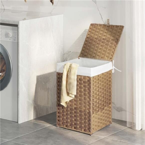 Greenstell Laundry Hamper with Lid, 60L Clothes Hamper with 2 Removable Liner - Picture 2 of 7